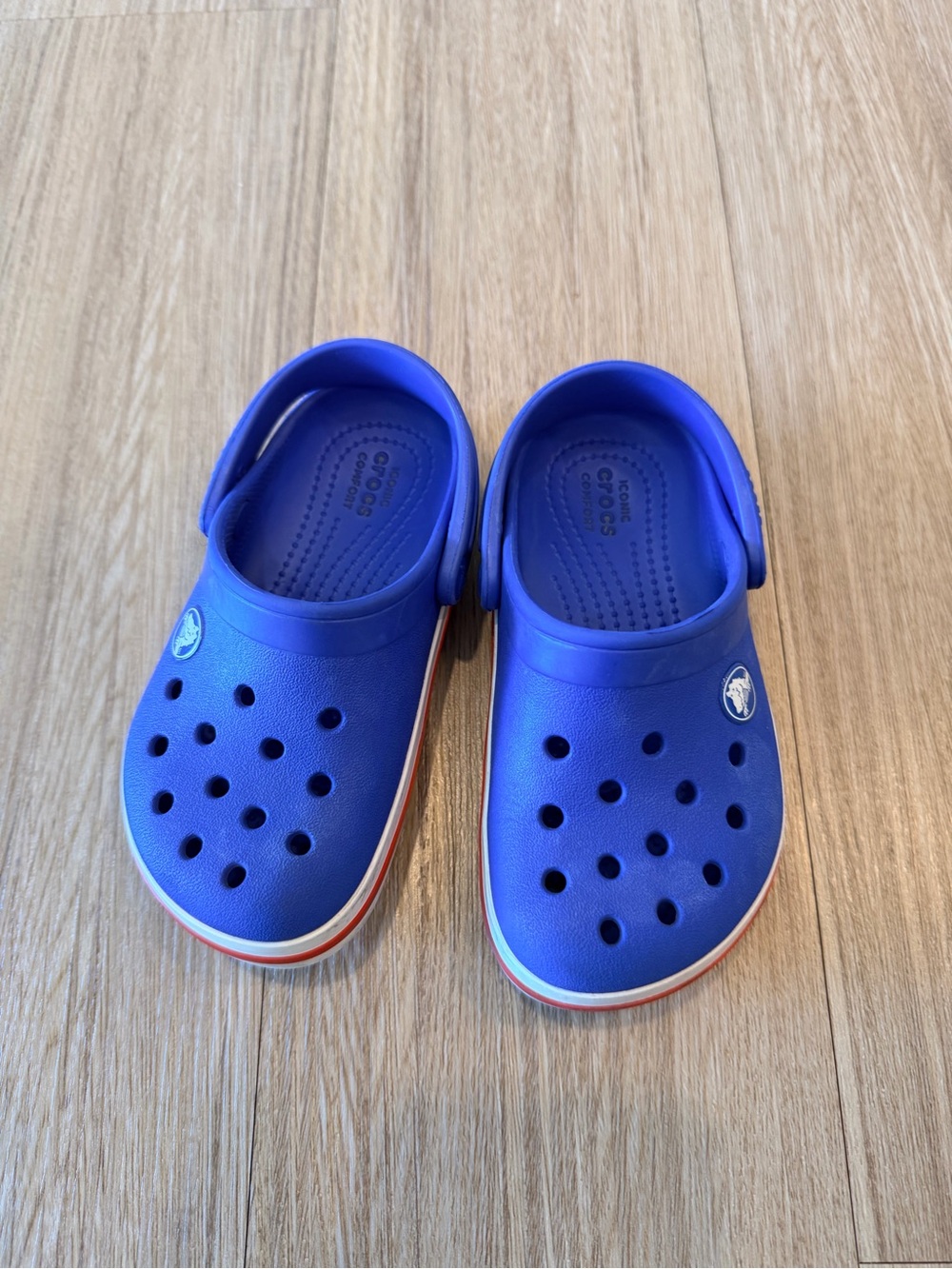 CROCS Kids Classic Clogs in Royal Blue with Red-Trim Sole